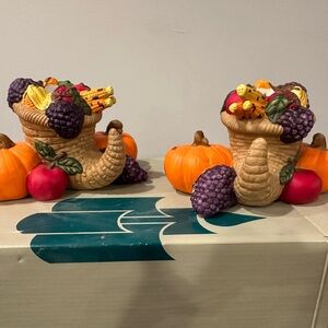 PartyLite Autumn Cornucopia with Fruits and Pumpkins